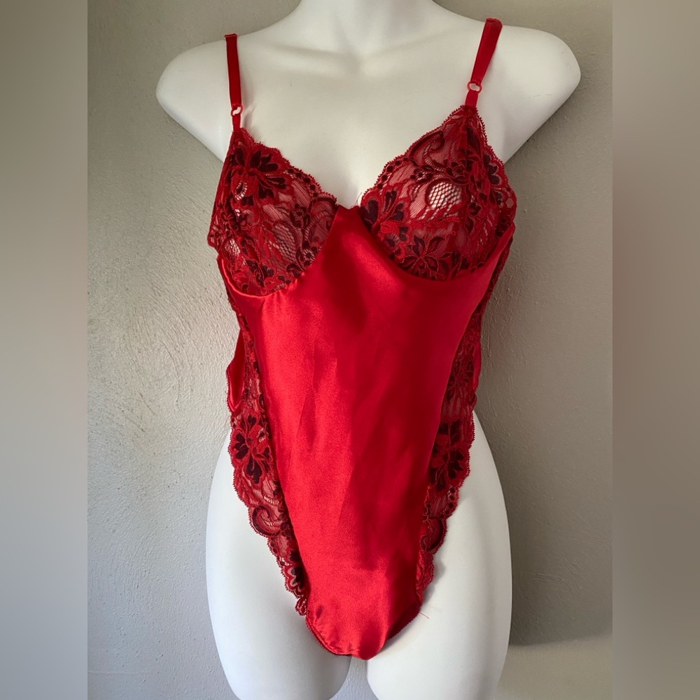 Elegant Red Lace Bodysuit